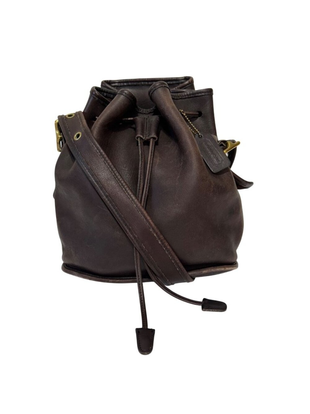 Vintage COACH 9952 Lula’s Legacy Brawn Leather Drawstring Bucket Shoulder Bag